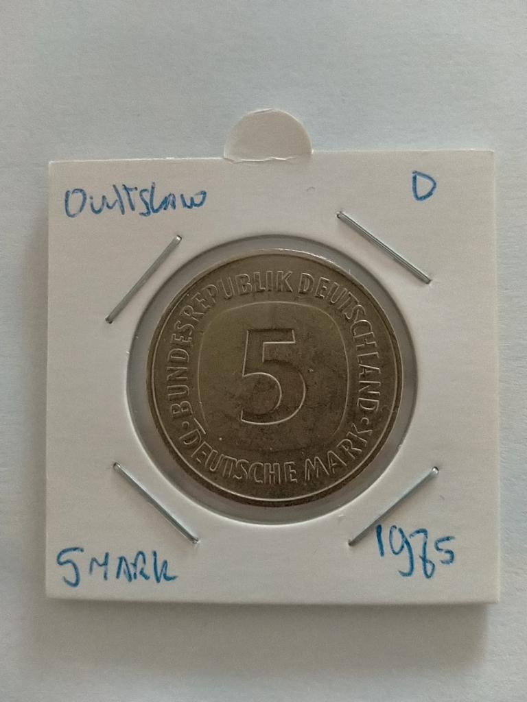 Duitsland 5 Mark 1975 D, Postzegels en Munten, Munten | Europa | Niet-Euromunten, Verzenden, Duitsland, Losse munt