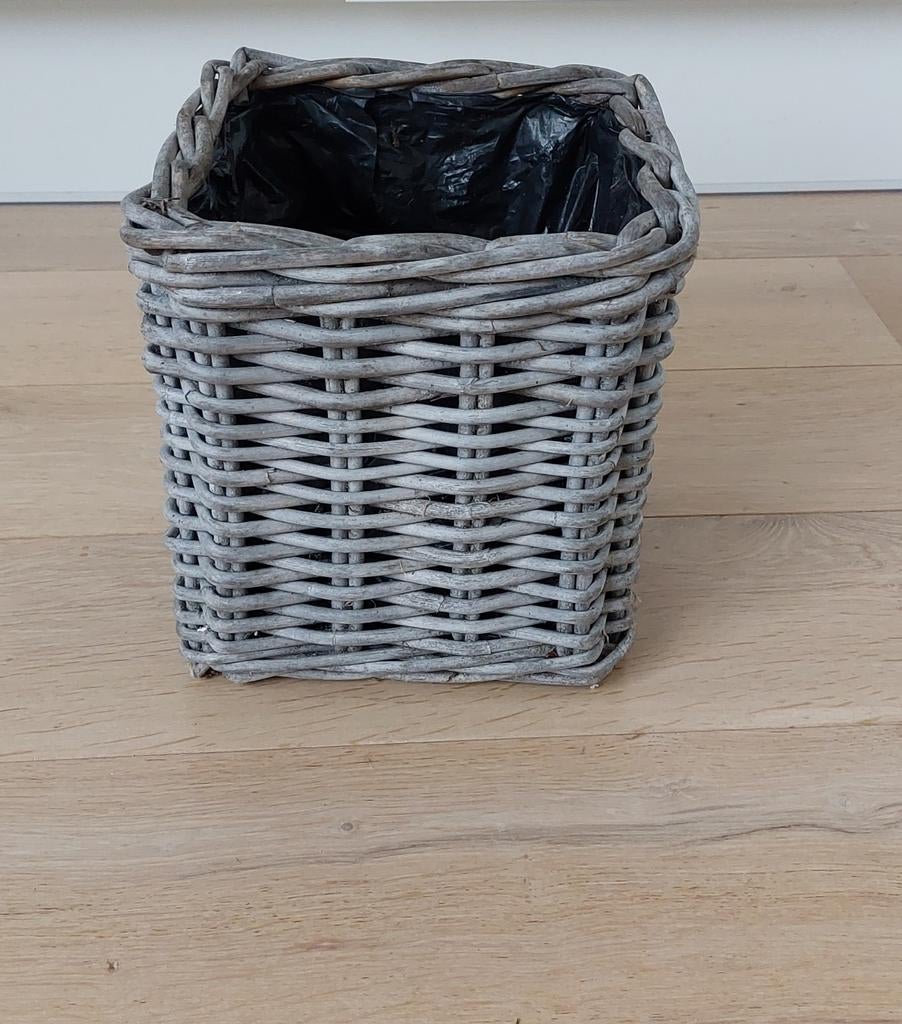 Greywash rotan vierkante mand, Tuin en Terras, Overige materialen, Minder dan 30 cm, Minder dan 60 cm, Vierkant
