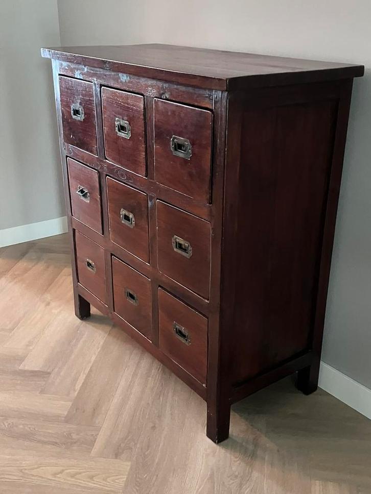 Teakhouten ladenkast, Huis en Inrichting, Kasten | Ladekasten, Zo goed als nieuw, Minder dan 100 cm, 50 tot 100 cm, 25 tot 50 cm