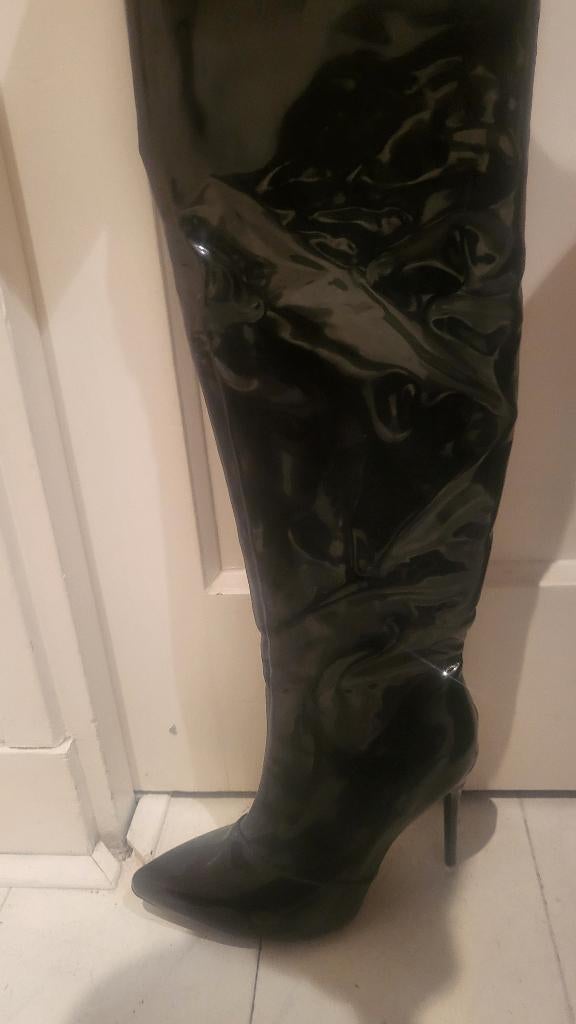 Latex laarzen maat 37, Hoge laarzen, Verzenden, Zwart, Onbekend