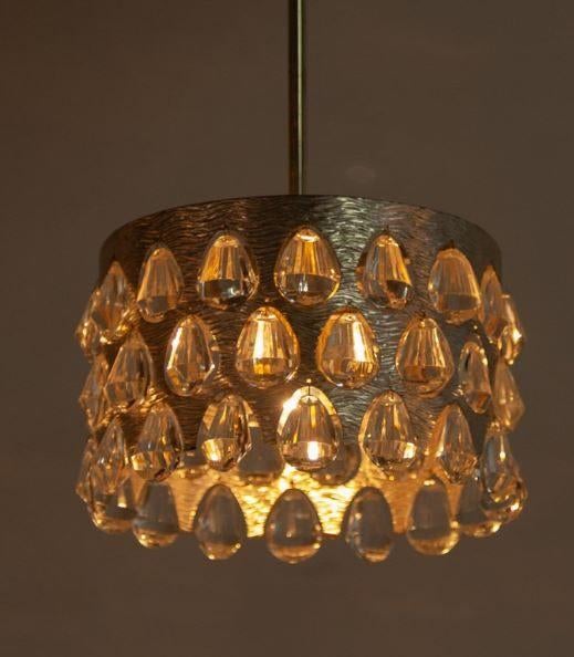 vintage hanglamp Christoph Palme / PALWA 60er, Ophalen, Zo goed als nieuw, Glas, Mid-century