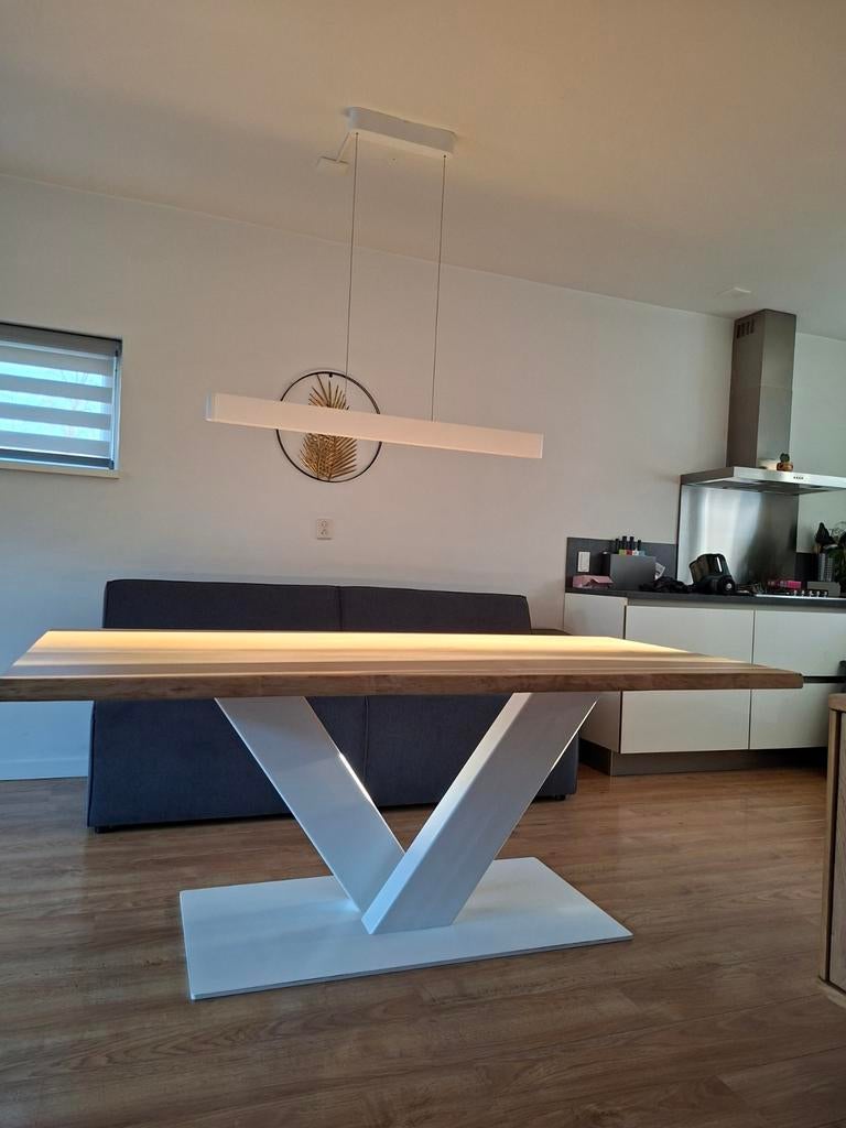 Massief Eiken Eettafel 200x100 | 4,5cm | Mat Gelakt, Huis en Inrichting, Ophalen, Modern, Industrieel, Landelijk, Gebruikt, 200 cm of meer