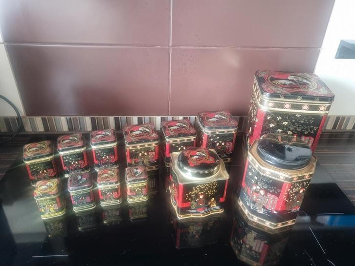 Set van 15 Vintage Chinese Theeblikken - Decoratief, Verzamelen, Blikken, Gebruikt, Overige, Overige merken, Ophalen of Verzenden