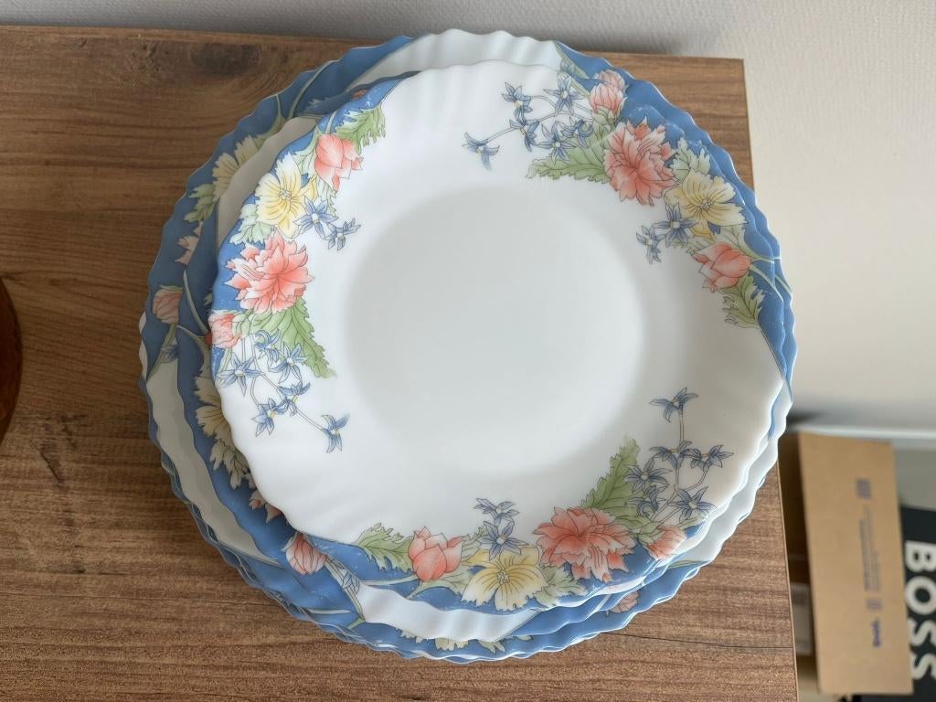 Floral Plate Set (Vintage Style), Ophalen of Verzenden, Glas, Overige stijlen