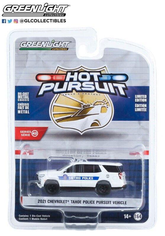 2021 Chevrolet Tahoe Police Pursuit Greenlight 1/64 Houston, Hobby en Vrije tijd, Modelauto's | Overige schalen, Nieuw, Auto, Ophalen of Verzenden