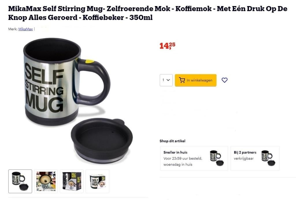 zelfroerende koffie mok - nieuw voor 6.95 euro - 50% korting, Overige materialen, Nieuw, Ophalen of Verzenden, Overige stijlen
