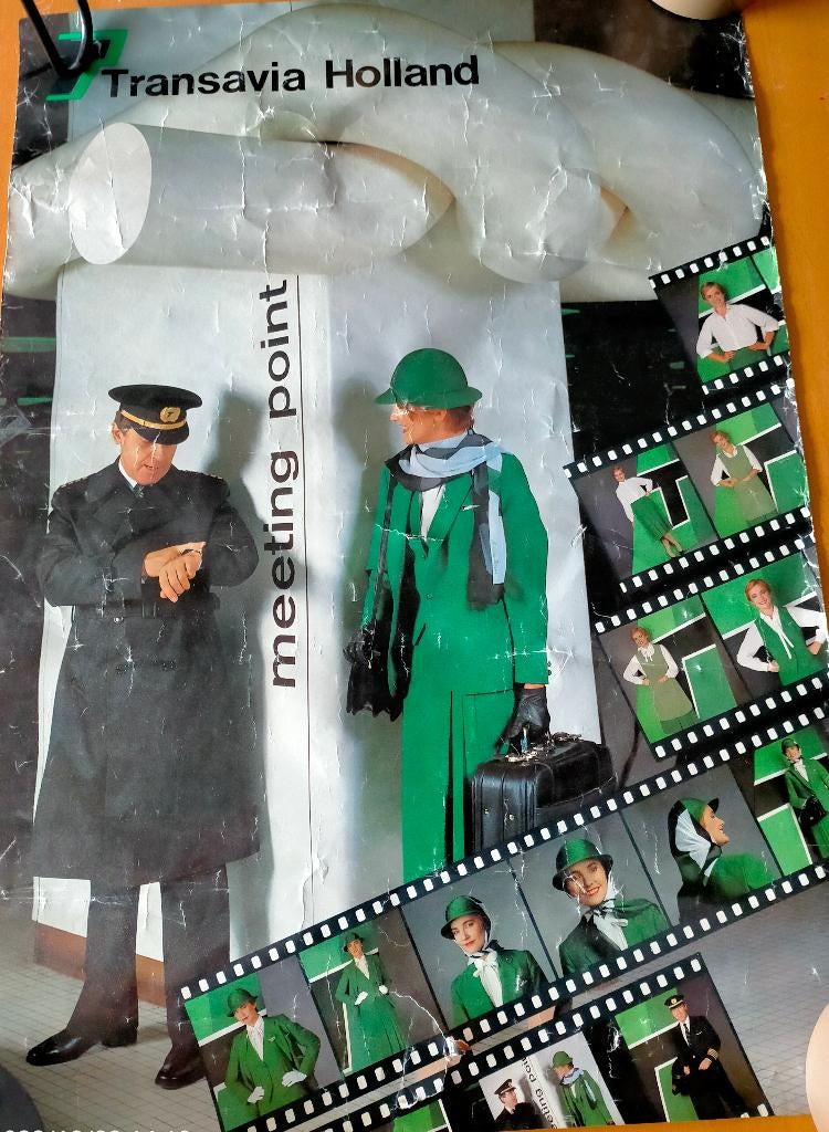 Oude gehavende poster Transavia Holland jaren 70, Ophalen, Gebruikt, Overige typen