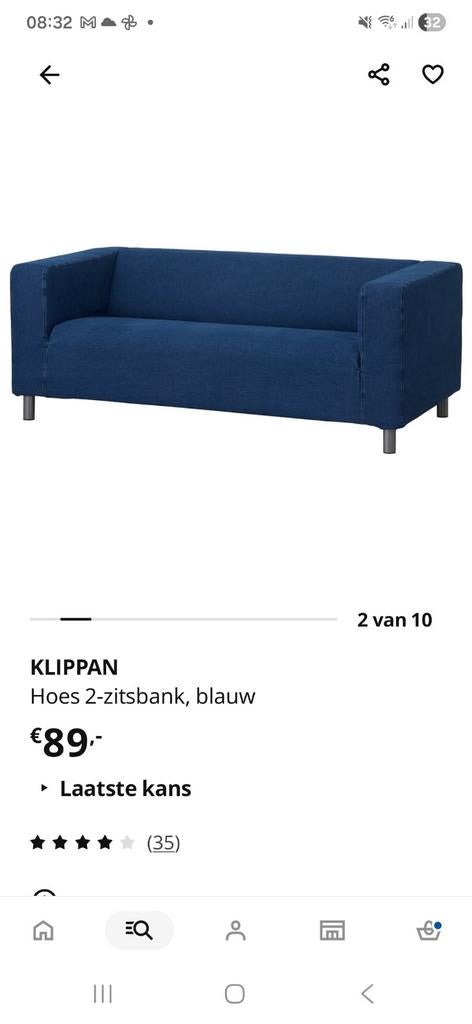 Klippan denimhoes (2 zitsbankje), Huis en Inrichting, Slaapkamer | Slaapbanken, Blauw, Tweepersoons, Ophalen of Verzenden, Zo goed als nieuw