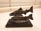 WNF Verzilverd Beeldje Nr. 13 - Zalmen op houten sokkel, Verzamelen, Beelden en Beeldjes, Ophalen of Verzenden, Gebruikt, Dier