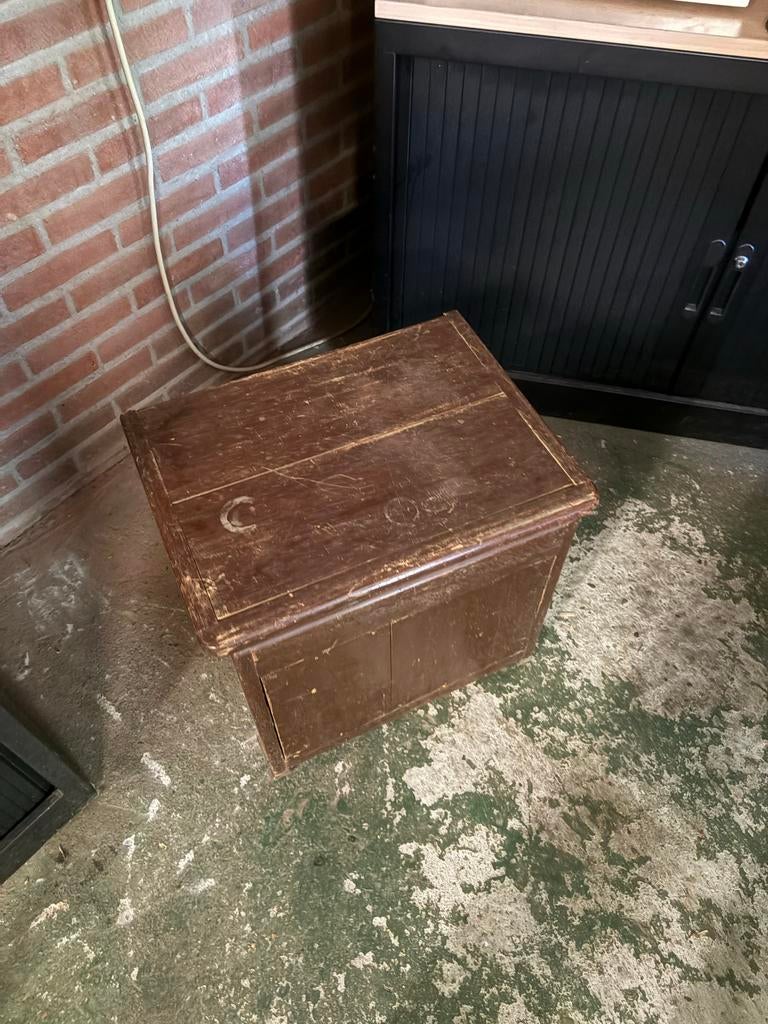 Antieke bedpan/nachtstoel met zinken emmer, Antiek en Kunst, Ophalen of Verzenden