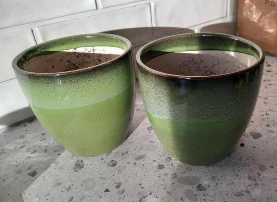 Leuke bloempotten (13 cm hoog, 13 cm diameter), Gebruikt, Rond, Ophalen of Verzenden, Balkon