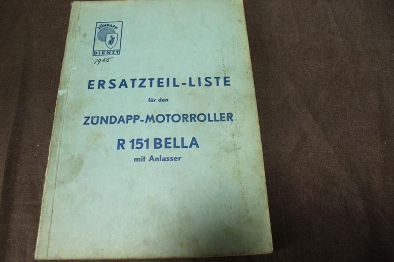 Zündapp R151 Bella 1955 scooter Roller ersatzteil liste, Ophalen of Verzenden, Overige merken