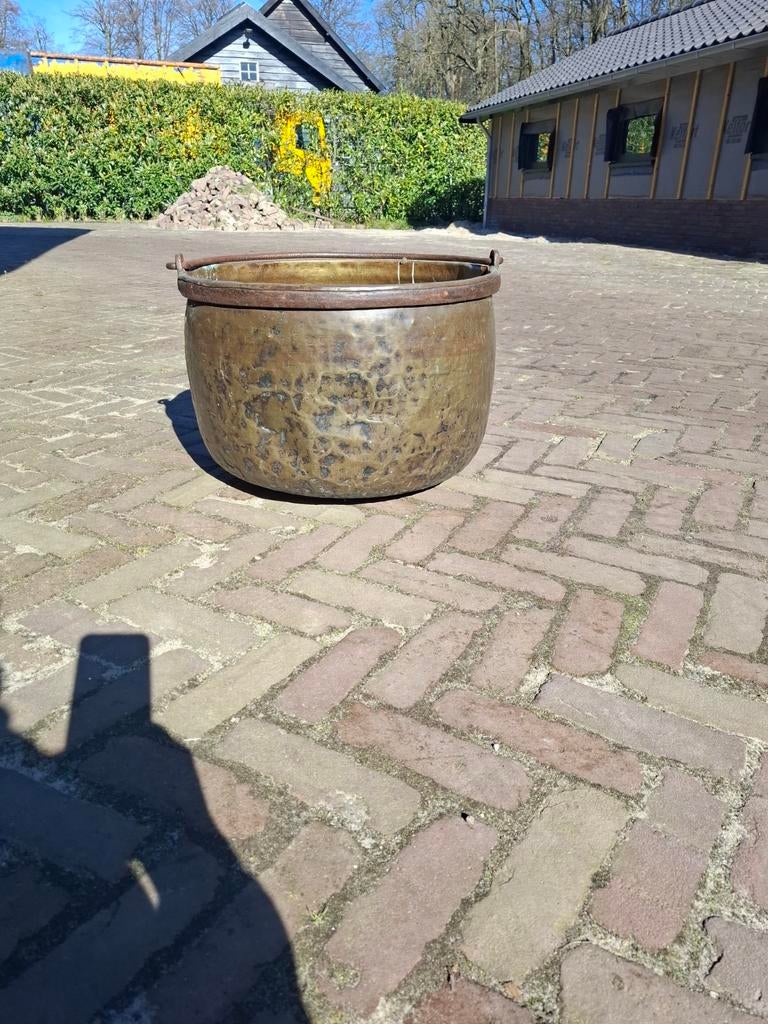 Grote koperen ketel (formaat speciekuip) – zwaar massief – l, Tuin en Terras, Ophalen, Gebruikt, Rond, Metaal