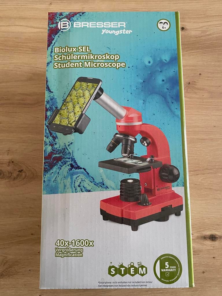 Bresser Biolux SEL Youngster Studenten Microscoop 40x-1600x, Audio, Tv en Foto, Optische apparatuur | Microscopen, Ophalen of Verzenden