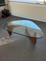 Japandi Salontafel Sabi | Glazen Blad | Walnoot Onderstel, Ophalen, 100 tot 150 cm, 50 tot 100 cm, Minder dan 50 cm