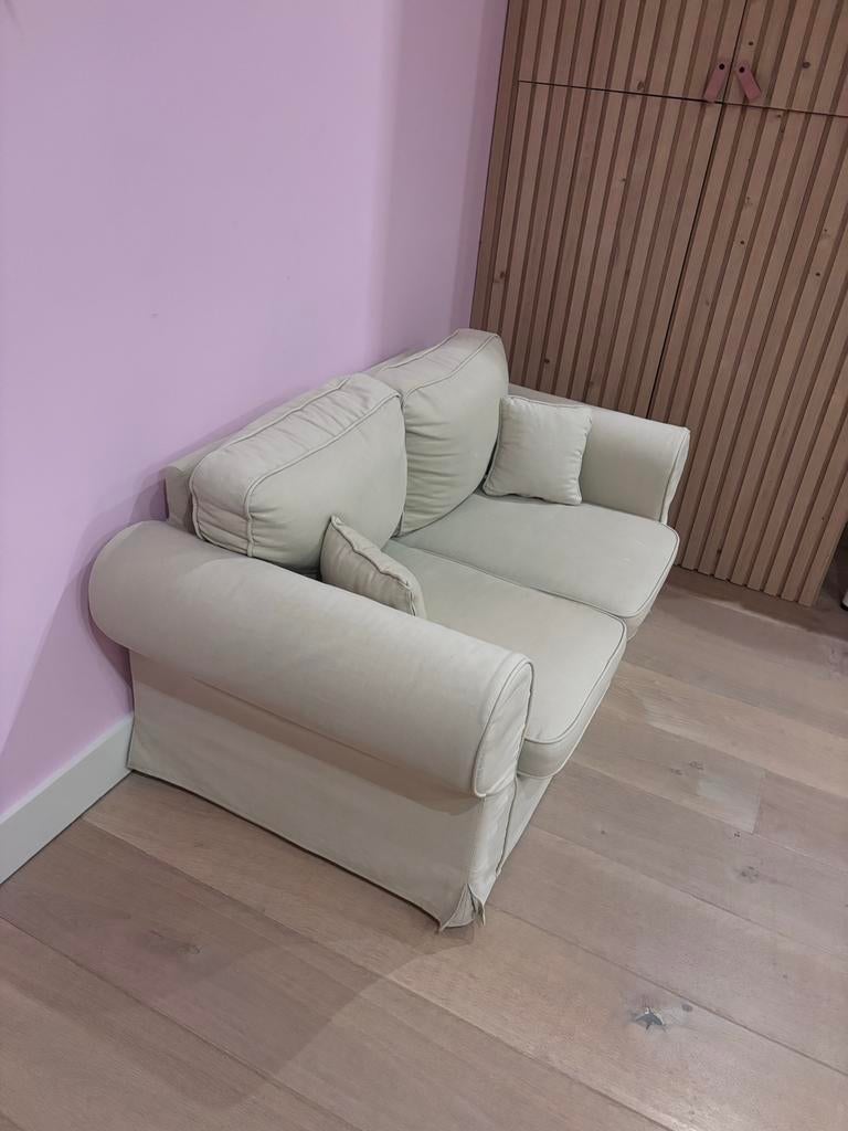 Kinder 2-zits bankje beige, Huis en Inrichting, Banken | Sofa's en Chaises Longues, Gebruikt, Minder dan 75 cm, Tweepersoons, Ophalen of Verzenden