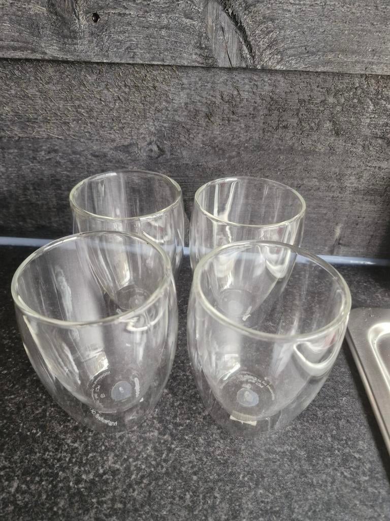 Set van 4 dubbelwandige glazen, Glas of Glazen, Ophalen of Verzenden, Overige stijlen, Glas