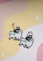 Leuke Katten Oorbellen met Wijnglas - Uniek Cadeau!, Overige materialen, Hangers, Wit, Nieuw