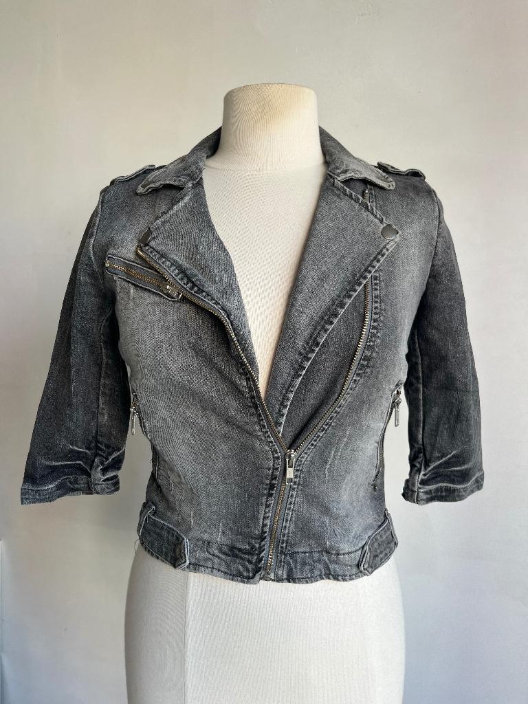 zara spijkerjasje grijs jas, Verzenden, Zara, Zo goed als nieuw, Maat 36 (S)