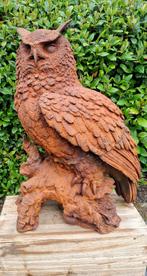 Grote zware super mooie gietijzeren uil op tak., Tuin en Terras, Tuinbeelden, Ophalen, Nieuw, Metaal, Dierenbeeld