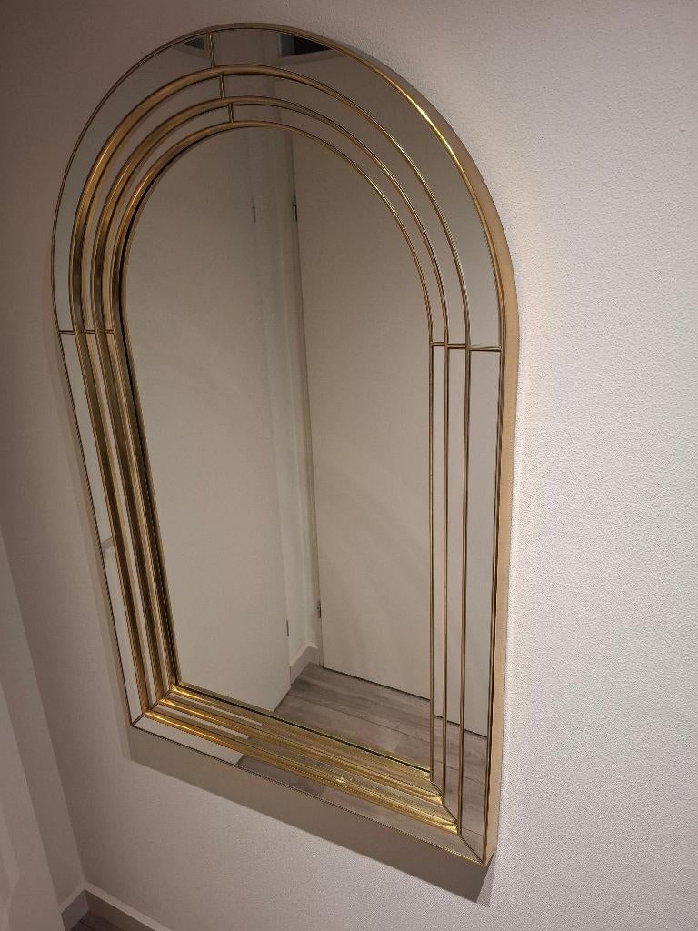 Gouden gelaagde Boogspiegel Art-Deco Deknudt, Huis en Inrichting, Woonaccessoires | Spiegels, Ophalen, 100 tot 150 cm, Zo goed als nieuw