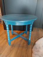 Ouderwets tafeltje antiek blauw gemaskt, Ophalen, 50 tot 100 cm, Rond, 50 tot 100 cm