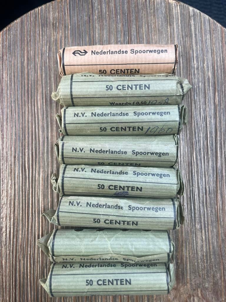 8x Originele NS-bankrol 1 cent Dicht, Ophalen of Verzenden, Nederland, Munten