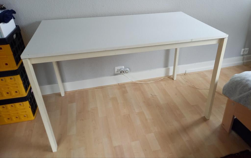 Tafel, 125x 75 cm. Wit, Huis en Inrichting, Tafels | Eettafels, Ophalen, Gebruikt, 100 tot 150 cm, 50 tot 100 cm