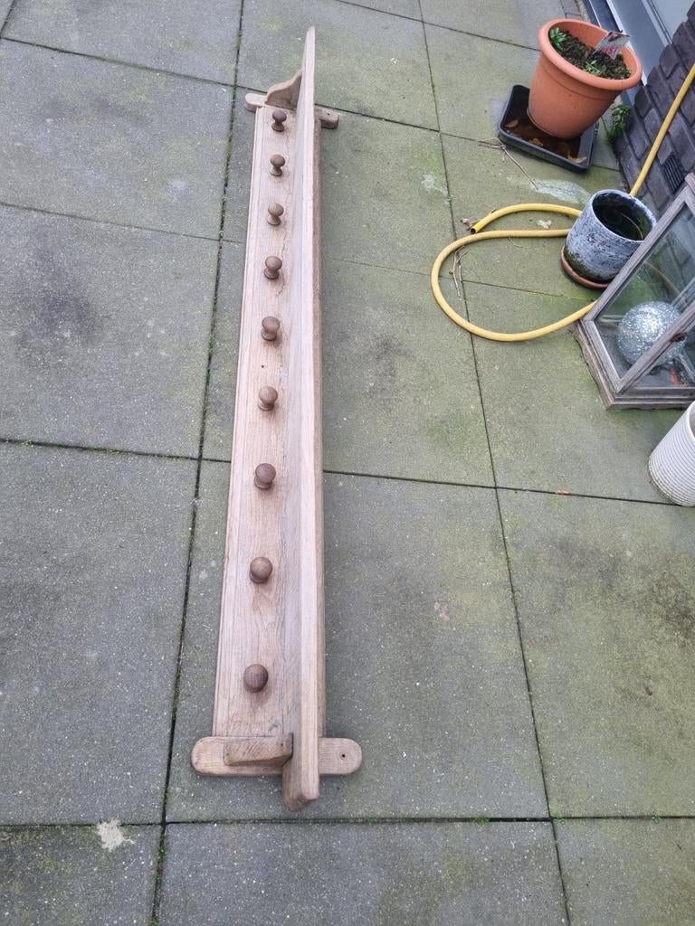Oude eiken wandkapstok 1.80m met opleggedeelte, Gebruikt, Minder dan 100 cm, Hout, Ophalen