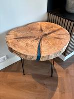 Unieke Boomschijf Salontafel met Epoxy - Handgemaakt, Ophalen, 50 tot 100 cm, 50 tot 75 cm, Rond