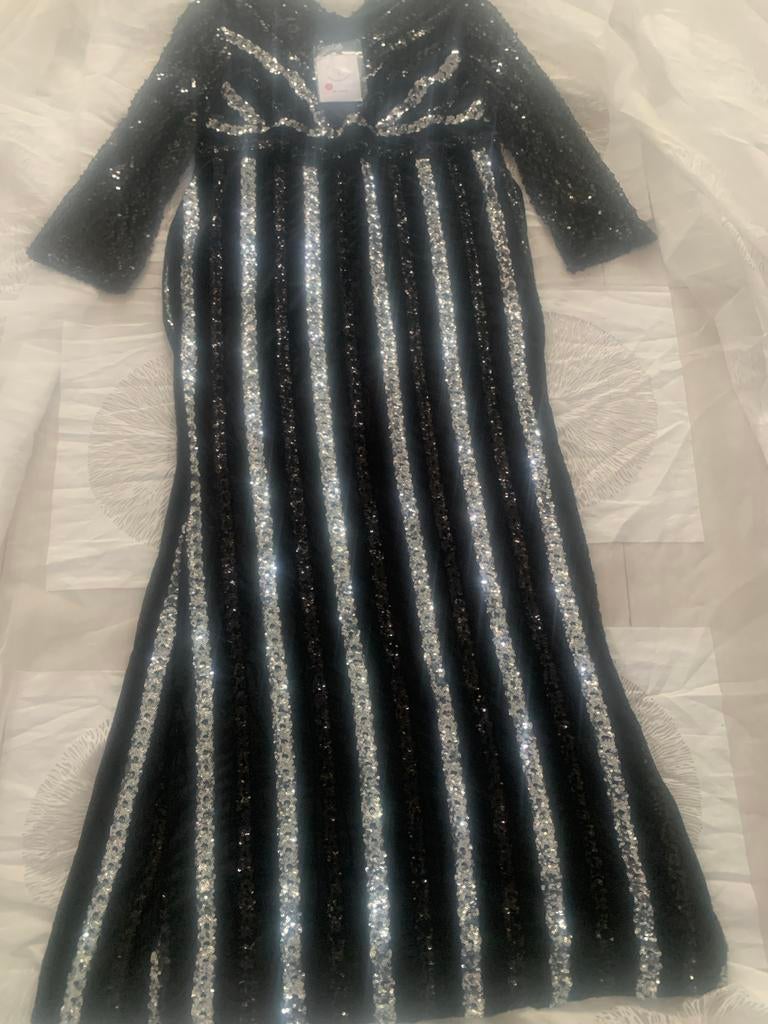 Nine Jurk Dames Zwart met Zilveren Pailletten Maat 3XL, Kleding | Dames, Jurken, Ophalen of Verzenden, Nieuw, Maat 46/48 (XL) of groter