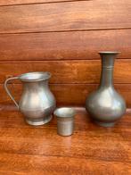 Set van 3 Vintage Tinnen Vazen en Kan - Holland, Antiek en Kunst, Ophalen