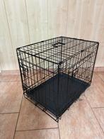 Zwarte Honden bench 59,5x42x48,5 met 2 deurtjes Inklapbaar, Ophalen, Zo goed als nieuw