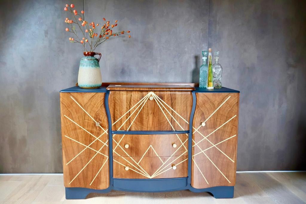 Gerestaureerde Vintage Art Deco bar-/drankenkast, Ophalen of Verzenden, Zo goed als nieuw