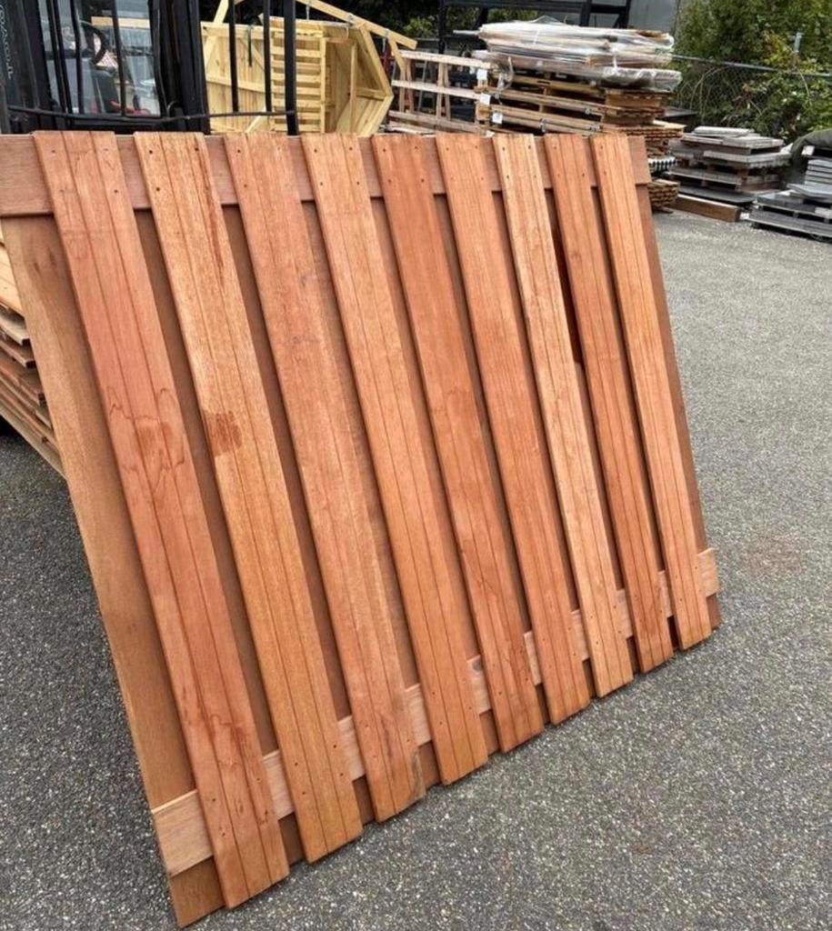 6 nieuwe hardhouten schutting schermen, Tuin en Terras, Schuttingen, Ophalen, 1 tot 2 meter, 6 meter of meer, Nieuw