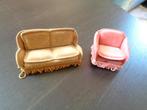 Lundby stoffen bank + fauteuil voor een poppenhuis., Ophalen of Verzenden, Poppenhuis