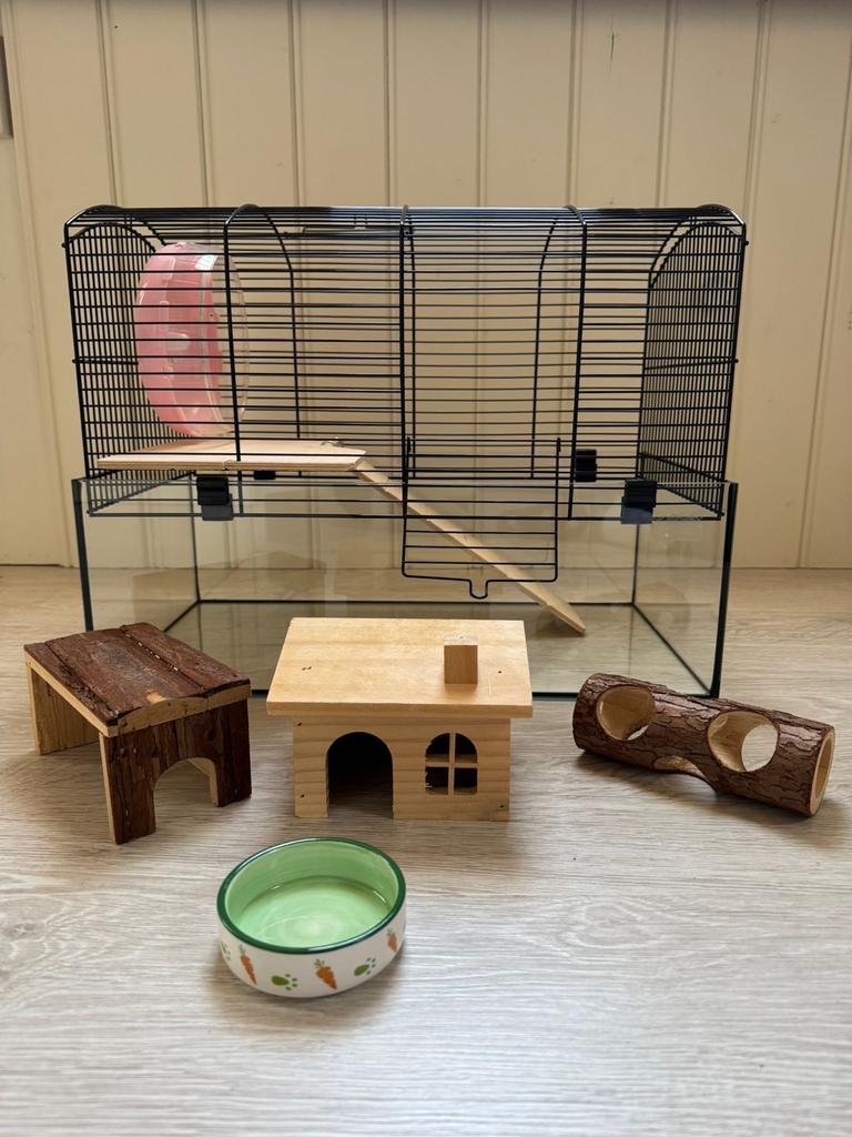 Hamsterkooi, Dieren en Toebehoren, Knaagdieren en Konijnen | Hokken en Kooien, Kooi, Minder dan 75 cm, Zo goed als nieuw, Ophalen