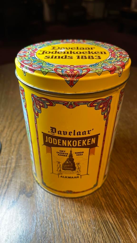 Vintage Davelaar Jodenkoeken blik sinds 1883, Ophalen of Verzenden, Gebruikt, Overige