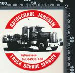 Sticker: Autoschade Janssen - Helenaveen (9), Ophalen of Verzenden, Zo goed als nieuw, Bedrijf of Vereniging