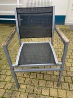 Antraciet aluminium tuinstoelen met houten leuning 4x, Tuin en Terras, Ophalen, Zo goed als nieuw, Aluminium, Stapelbaar