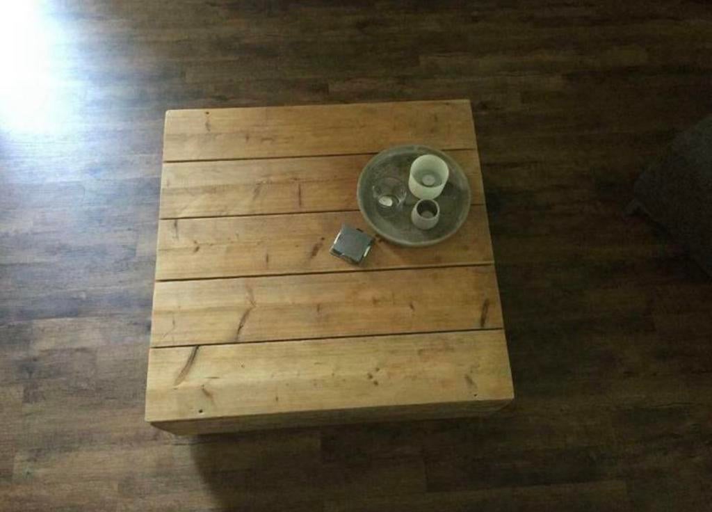 Handgemaakte salontafel van steigerhout, Ophalen, 100 tot 150 cm, Vierkant, 50 tot 100 cm