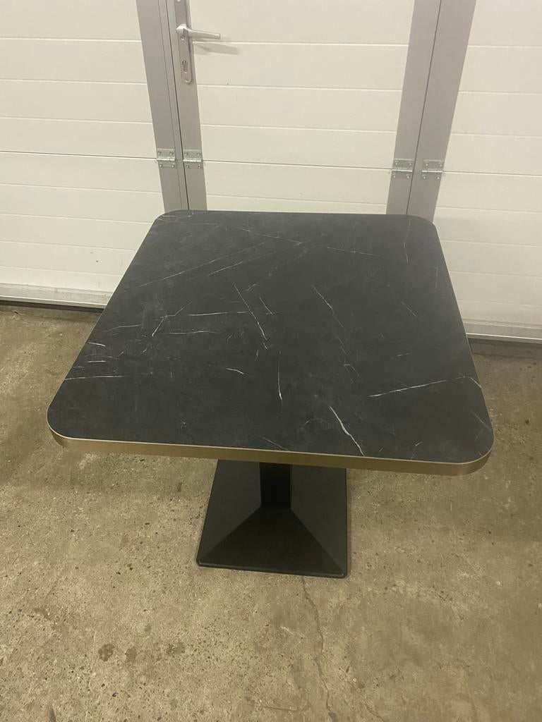 2 horeca restaurant tafel zwart marmer look 70x80 cm, Ophalen