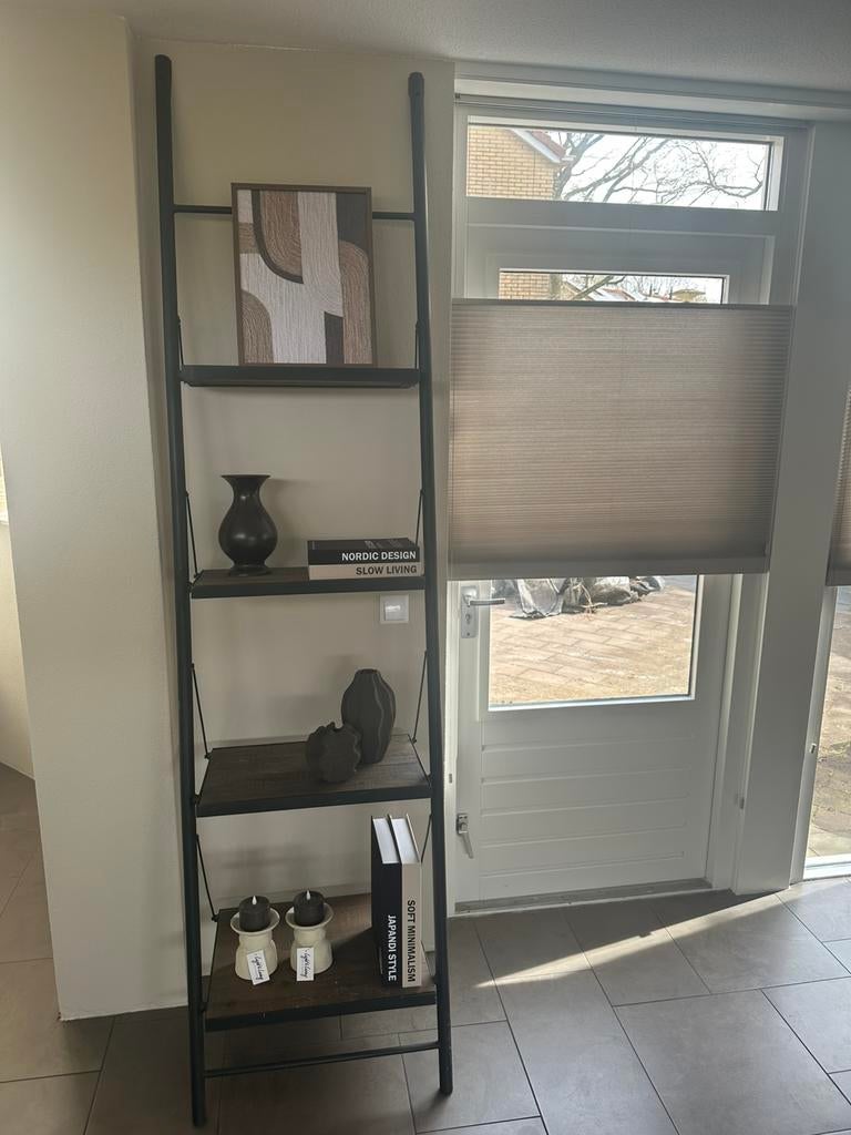 Wandrek ladder hout en metaal, Ophalen, 50 tot 100 cm, Zo goed als nieuw, Metaal