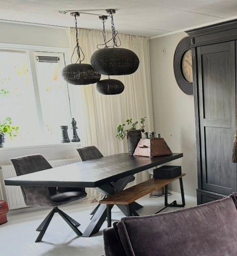 Light and living Narda Set van 3 zwarte hanglampen, Huis en Inrichting, Lampen | Hanglampen, Ophalen, Gebruikt, Metaal, 75 cm of meer