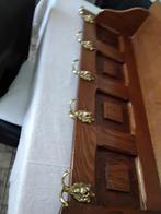 Eikenhouten kapstok met leeuwenkop haken en hoedenplank, Ophalen of Verzenden