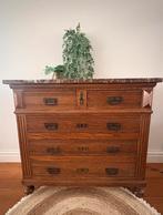 Antieke Ladekast met Marmeren Blad – 5 Lades, Antiek en Kunst, Ophalen