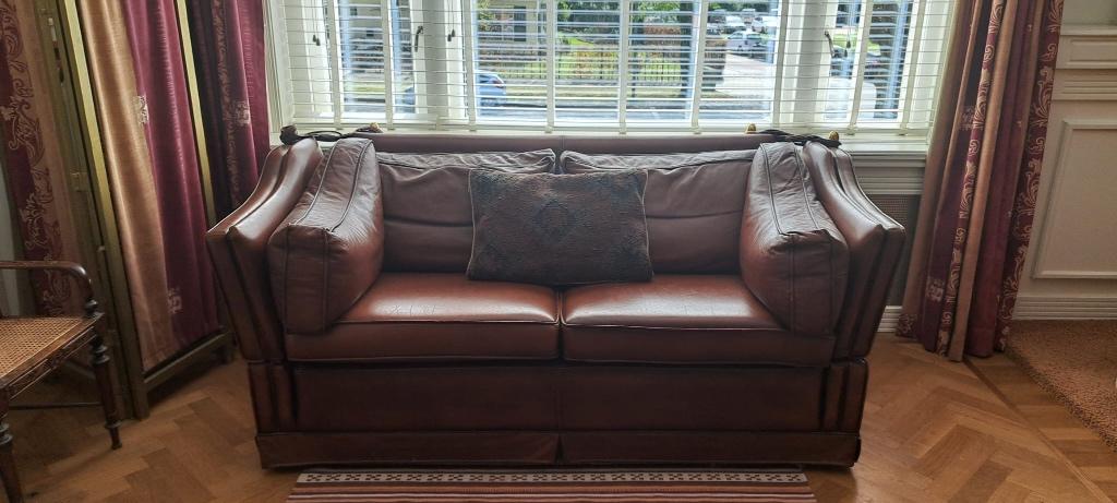 Leren bank, Huis en Inrichting, Ophalen, Gebruikt, 75 tot 100 cm