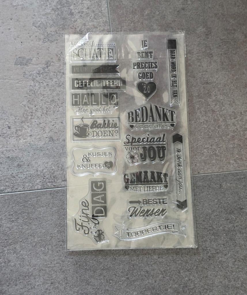Clear stamps stempels Nederlandse tekst NIEUW, Hobby en Vrije tijd, Stempelen, Ophalen of Verzenden, Nieuw, Clearstamp