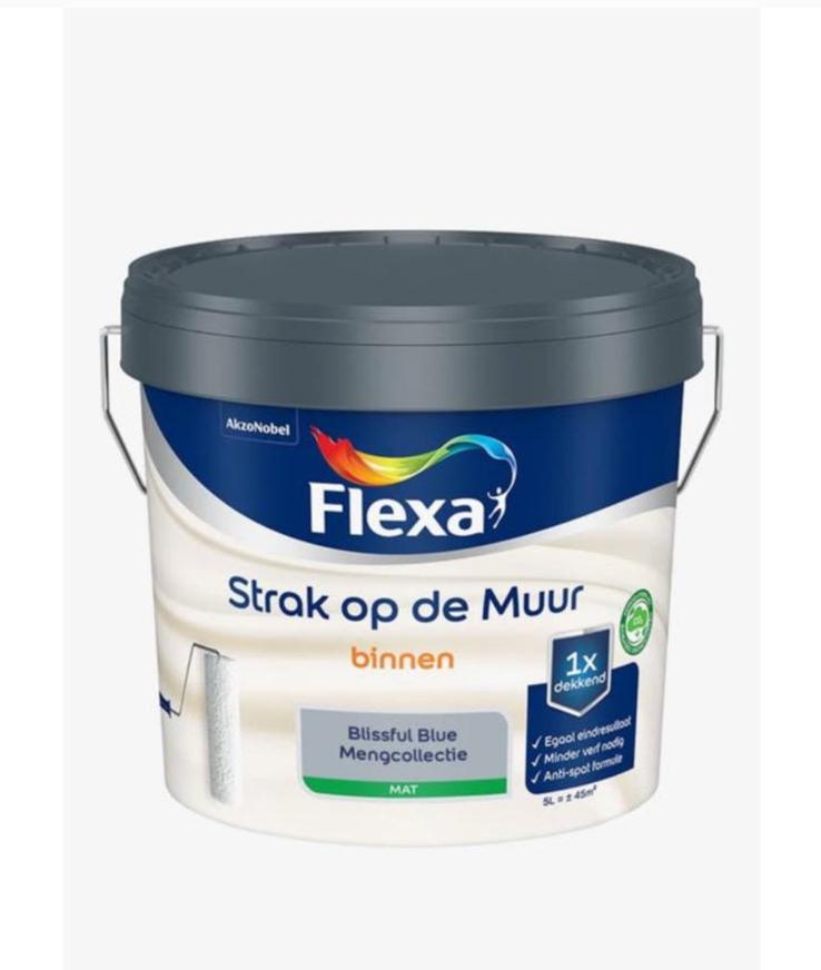Flexa muurverf 5 liter mat Blissfull Blue NIEUW, Doe-het-zelf en Verbouw, Verf, Beits en Lak, Ophalen of Verzenden, Nieuw, Verf