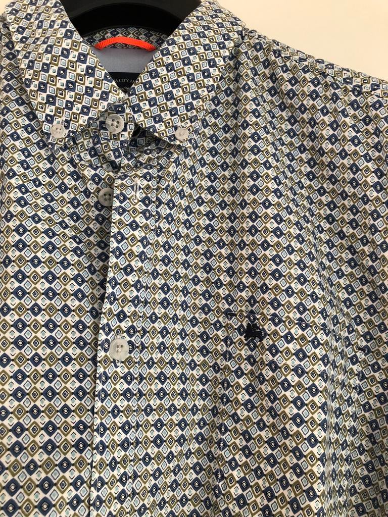 No Excess overhemd nieuw mt XL groen wit blauw korte mouw, Ophalen of Verzenden, Zo goed als nieuw, Halswijdte 43/44 (XL)